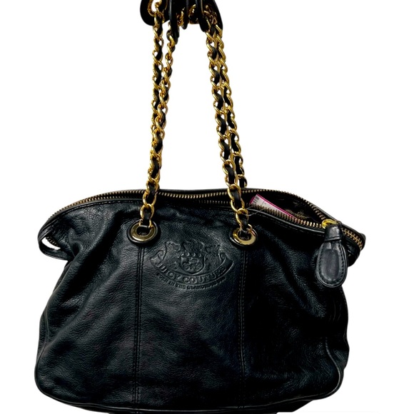 Vintage Juicy Couture Black Quilted Shoulder Bag with Gold Chain with dust bag - Picture 1 of 10